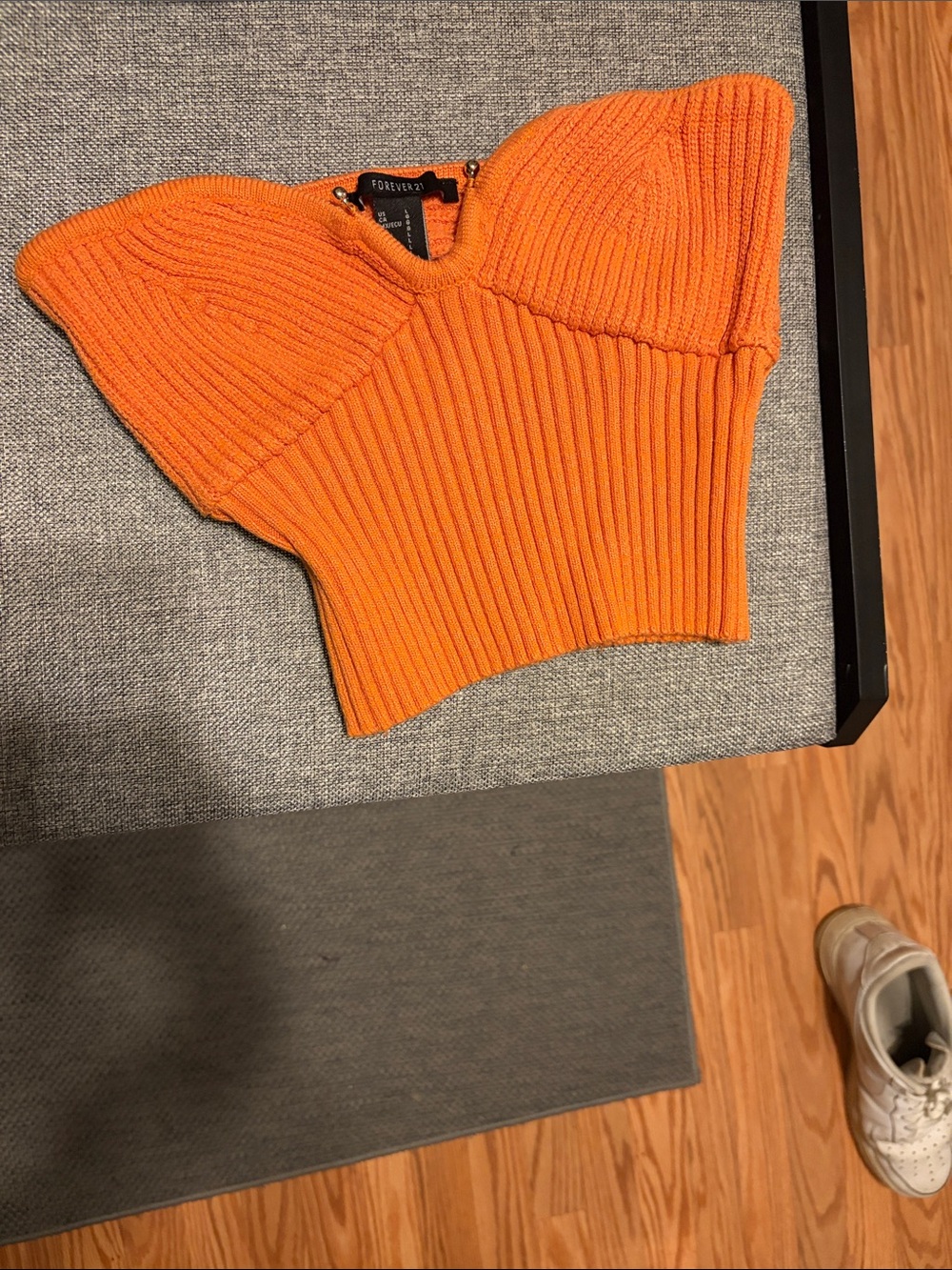 Orange Ribbed Crop Top